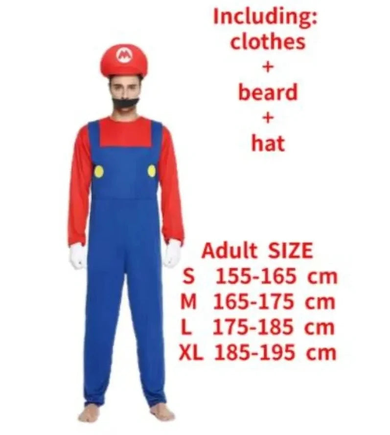 Men Luigi Deluxe Super Brothers Fancy Outfit Cosplay Halloween Attire