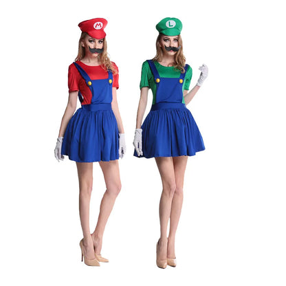 Men Luigi Deluxe Super Brothers Fancy Outfit Cosplay Halloween Attire