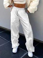 Pintuck Detail Straight Leg Pants Straight Leg Pants