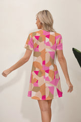 Julia Fashion - Elegant Flower Slim Fit Round Neck Mini Dress - Femme Elegante Robe Sexy Mini Dress