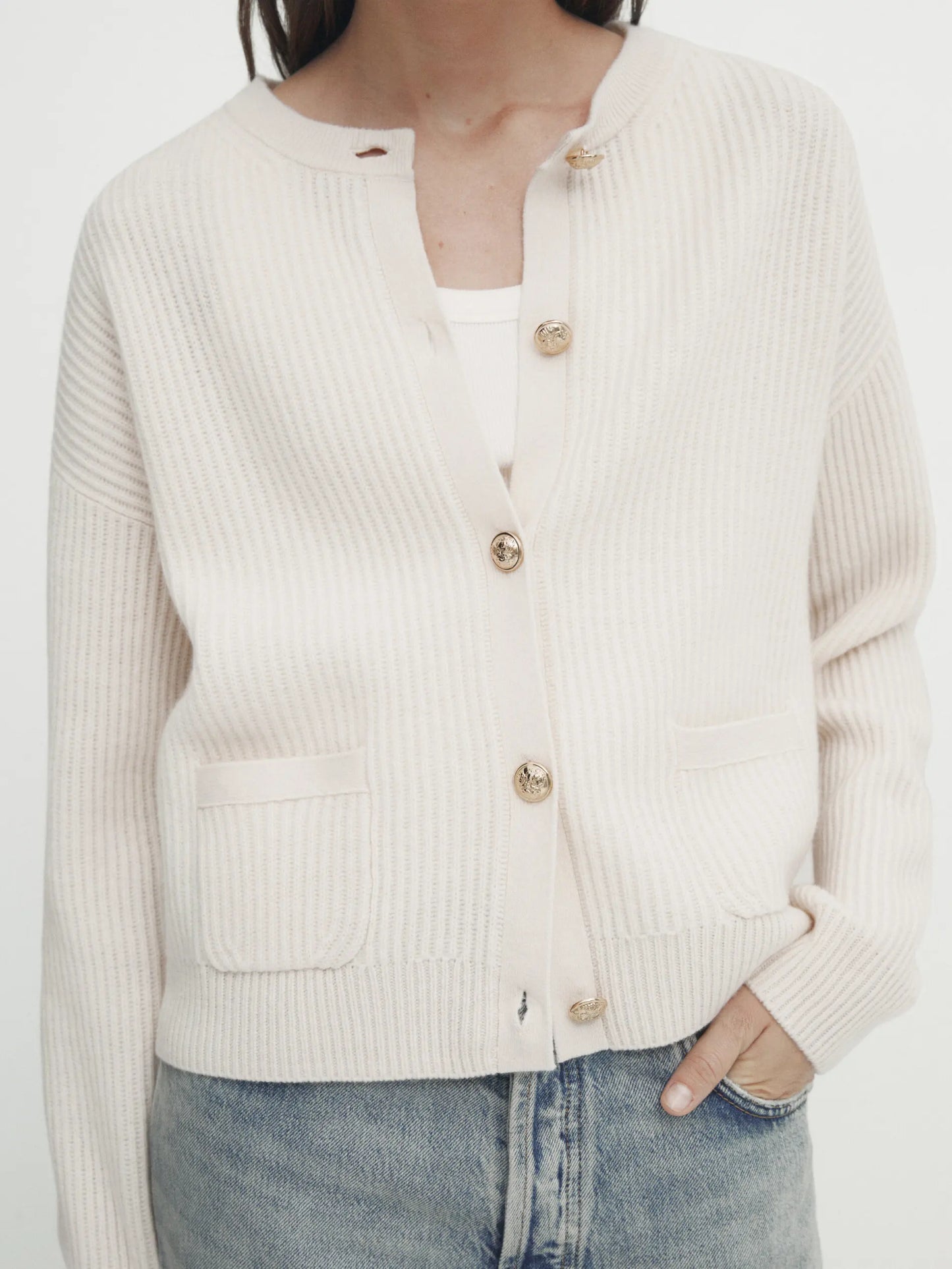 Small Fragrant Wind Soft Waxy Blend Anti-needle Woven Cardigan