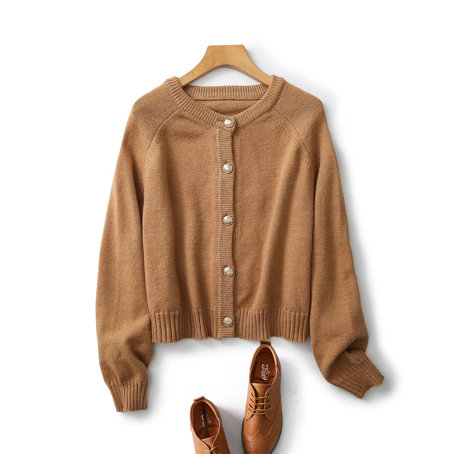 New Style Soft Waxy Wool Texture Button Cardigan