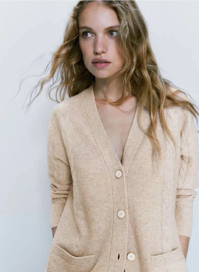 New Style Gentle Loose Casual Solid Color Cardigan