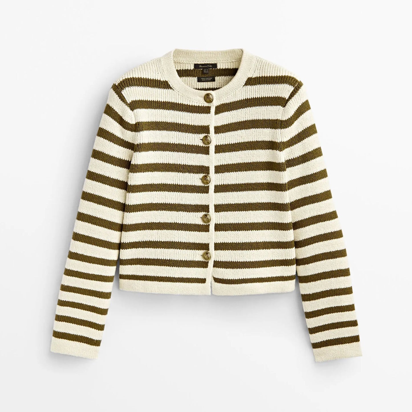 New Style Women's Knit with Buckle Stripes Cardigan