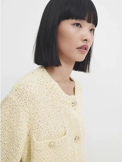 Small Fragrance Texture Knitted Short Cardigan