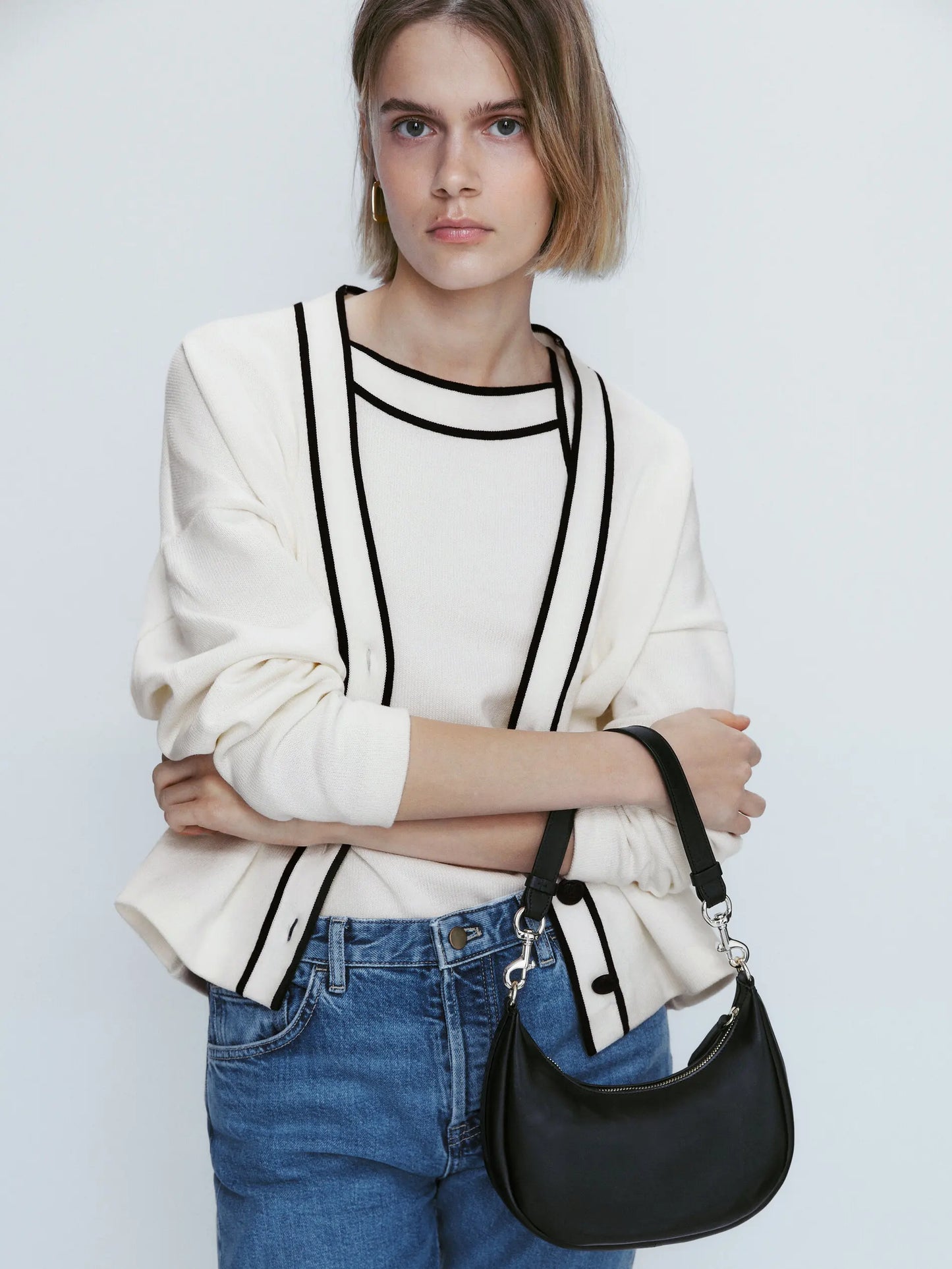 New Style College Style Contrast Color Casual Cardigan