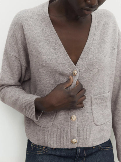 Minimalist Casual Blend V-neck Short Cardigan