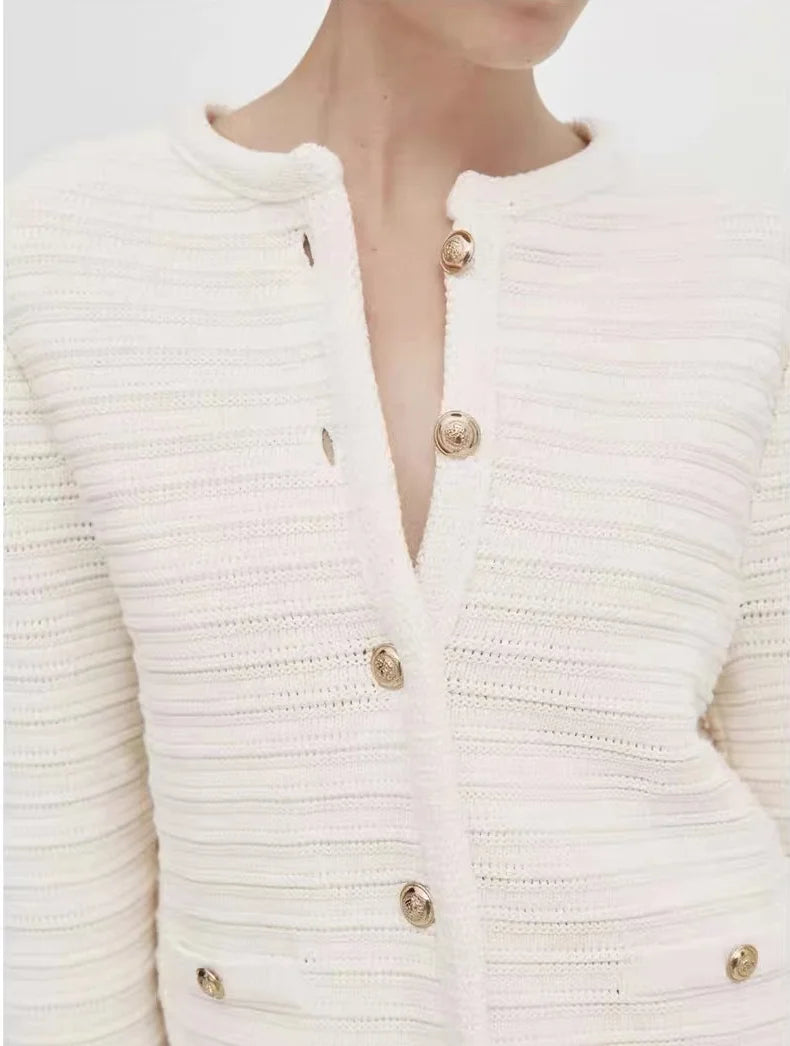 New Style Small Fragrance Button Design Texture Cardigan