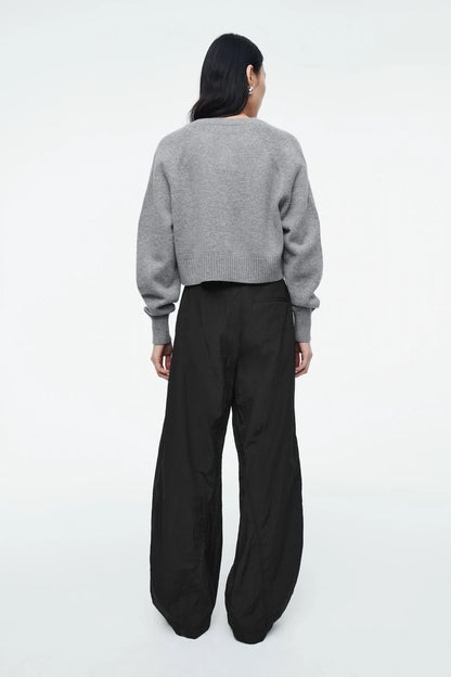 New Style Casual Standard Short Round Neck Long Sleeves Cardigan