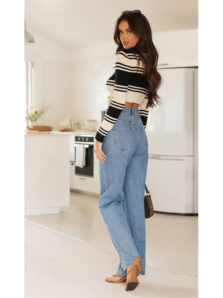 European And American Women’s Washed Fashion Long Basic Straight-Leg Pants All-Match For All