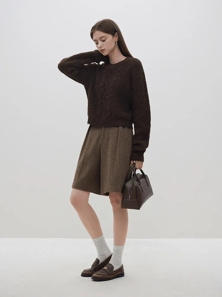 Casual Comfortable Round Neck Red Knitted Christmas Sweater For Women Dark Brown / S Sweaters-L