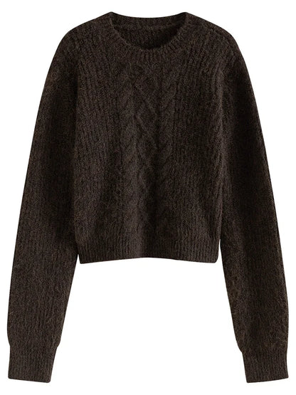 Casual Comfortable Round Neck Red Knitted Christmas Sweater For Women Sweaters-L