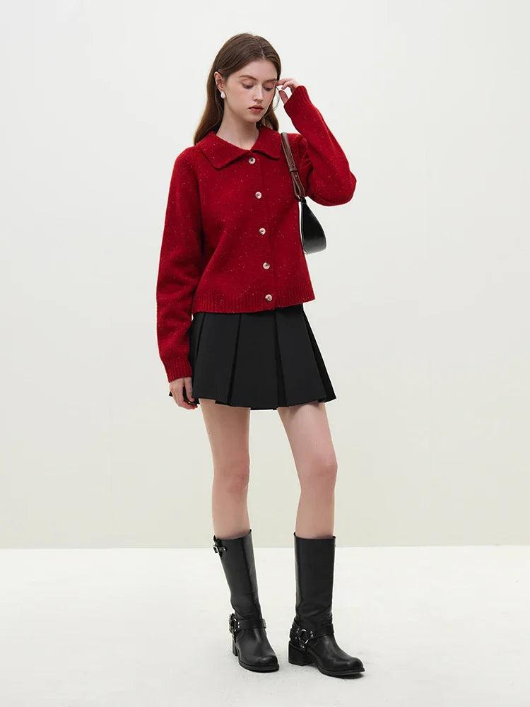 Casual Full Sleeve Loose Layup Knitwear Red Christmas Sweater Sweaters-L