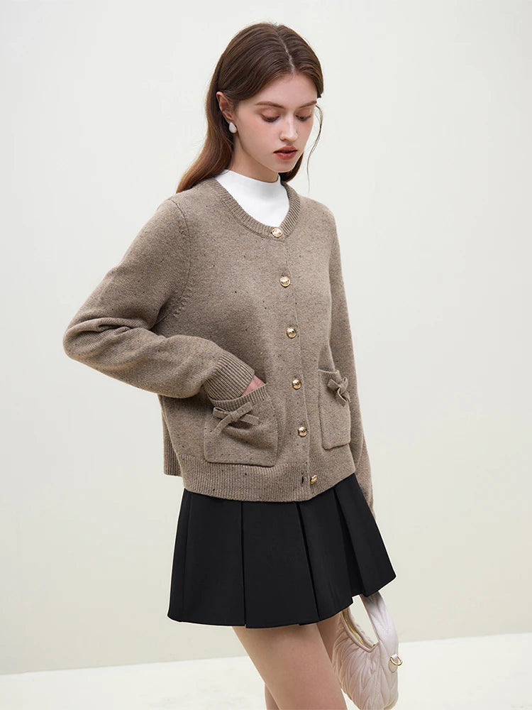 Handmade Bow Knit Full Sleeve Casual Loose Office Lady Cardigan