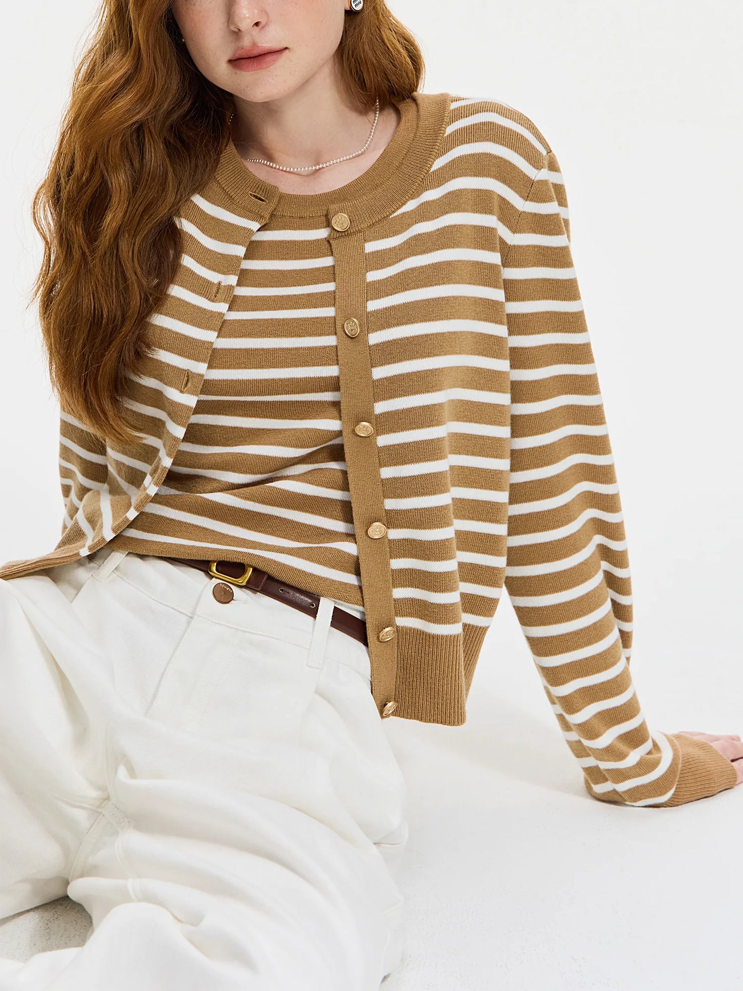 Striped Knit Jacket Vest Fall Winter New Sweater Cardigan