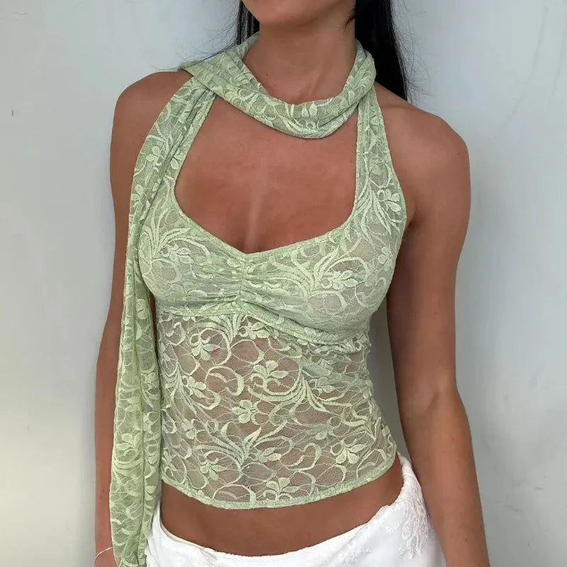 Fairycore Lace Halter Top