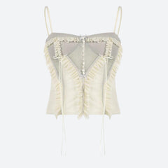 Fairycore Ruffled Mesh Corset Top