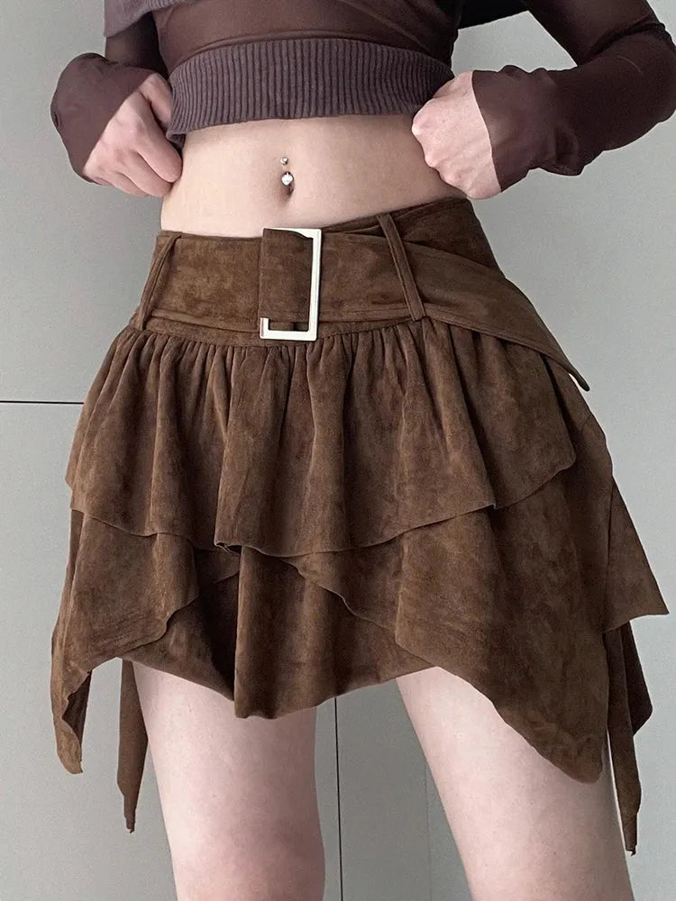Fairycore Suede Mini Skirt