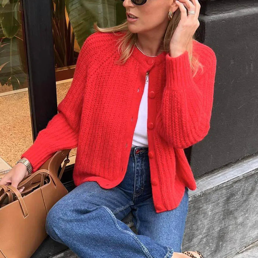Luxury Designer Vintage Preppy Long Sleeve Slim Fall Knit Cardigan