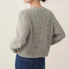 Gray Elegant O-neck Button Cardigan GRAY / One Size