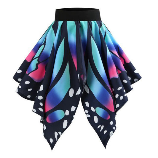 JuliaFashion - Fashion Butterfly Gradient Skirts Women Girls Sexy High Waist Uniform Pleated Mini Skirt Mesh Patchwork Irregular Jupe Femme Dress