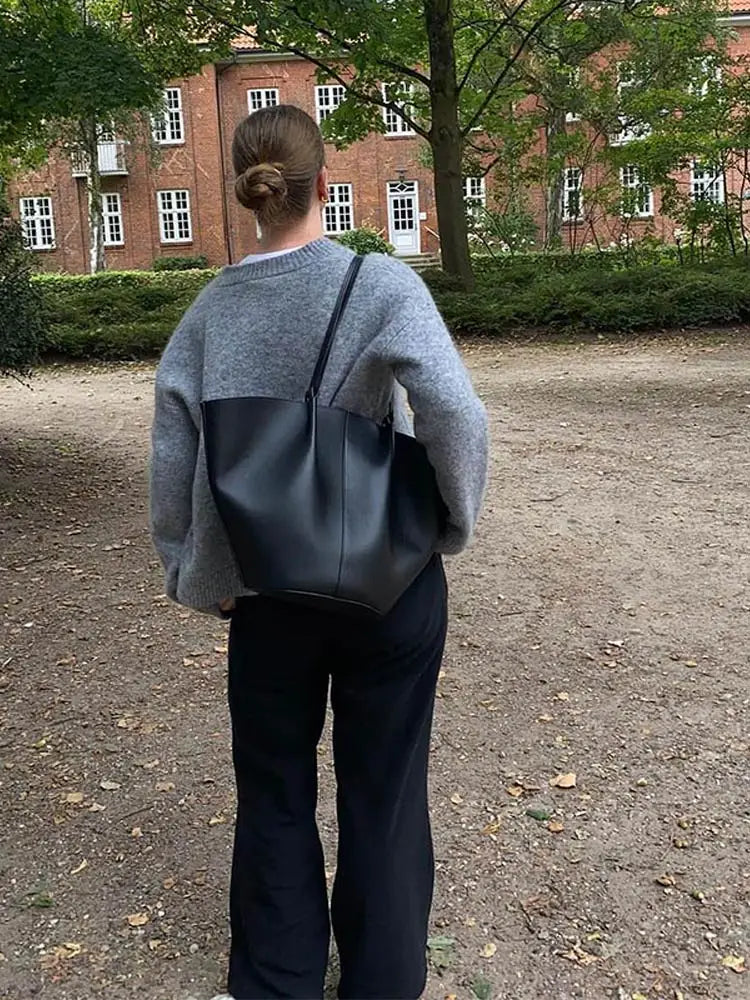 Classic Grey Round Neck Casual Snap Button Long Sleeve Cardigan