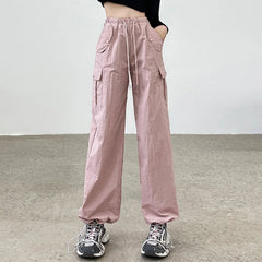 Drawstring Bound Feet Slim Fit Jogger Pants