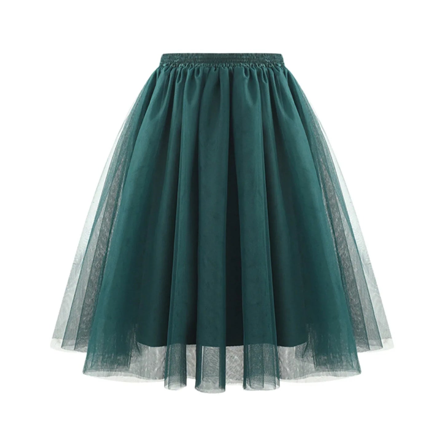 JuliaFashion - Fashion Tulle Skirt Pleated Tutu Skirts Womens Soft Drape Mid Length Skirt Wedding Bridal Bridesmaid Large Size A Line Skirts Dress