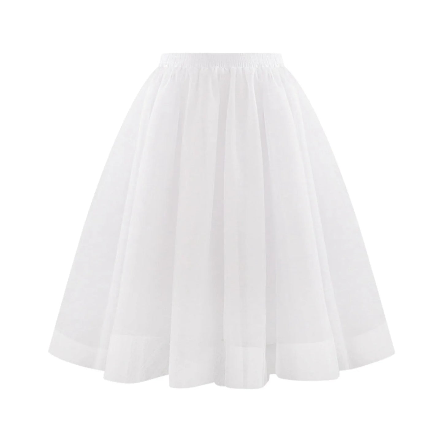 JuliaFashion - Fashion Tulle Skirt Pleated Tutu Skirts Womens Soft Drape Mid Length Skirt Wedding Bridal Bridesmaid Large Size A Line Skirts Dress