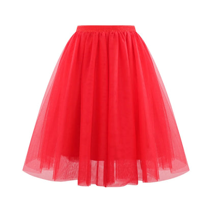 JuliaFashion - Fashion Tulle Skirt Pleated Tutu Skirts Womens Soft Drape Mid Length Skirt Wedding Bridal Bridesmaid Large Size A Line Skirts Dress