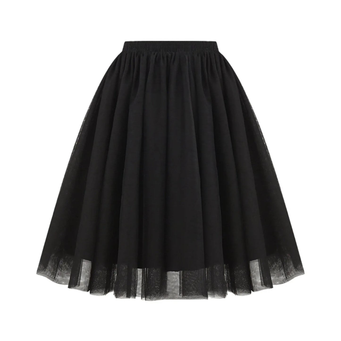 JuliaFashion - Fashion Tulle Skirt Pleated Tutu Skirts Womens Soft Drape Mid Length Skirt Wedding Bridal Bridesmaid Large Size A Line Skirts Dress