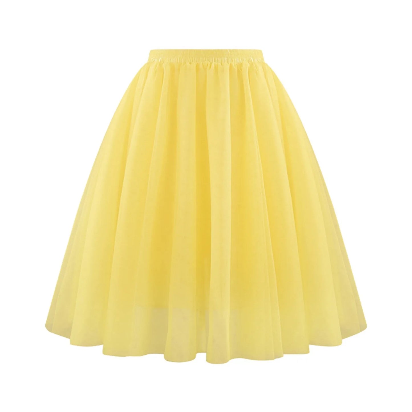 JuliaFashion - Fashion Tulle Skirt Pleated Tutu Skirts Womens Soft Drape Mid Length Skirt Wedding Bridal Bridesmaid Large Size A Line Skirts Dress