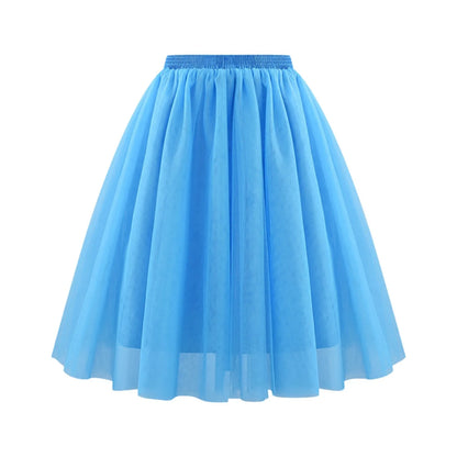 JuliaFashion - Fashion Tulle Skirt Pleated Tutu Skirts Womens Soft Drape Mid Length Skirt Wedding Bridal Bridesmaid Large Size A Line Skirts Dress