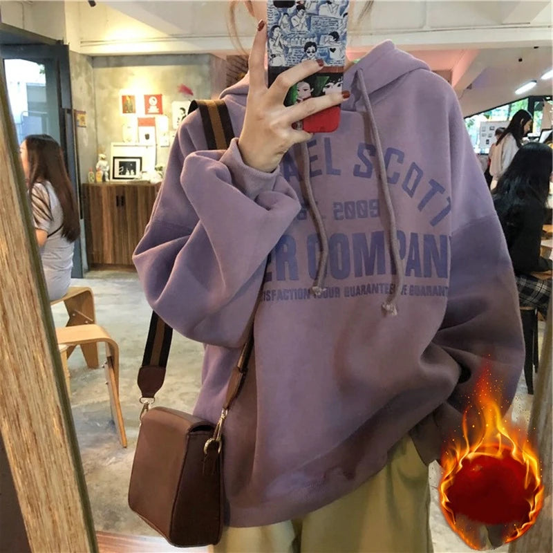 Vintage Casual Stylish Letter Printed Warm Hoodie
