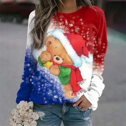 Elegant Casual Loose Round Neck Outdoor Autumn Winter Christmas Tree Hoodie Red / Xxs Hoodies-L