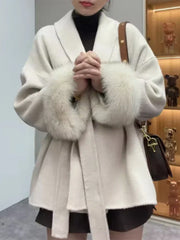 Thicken Woolen Lapel Double-Breasted Overcoat