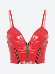 Faux Leather Bustier Crop Top