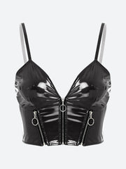 Faux Leather Bustier Crop Top