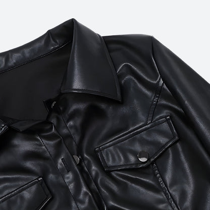 Faux Leather Cropped Jacket