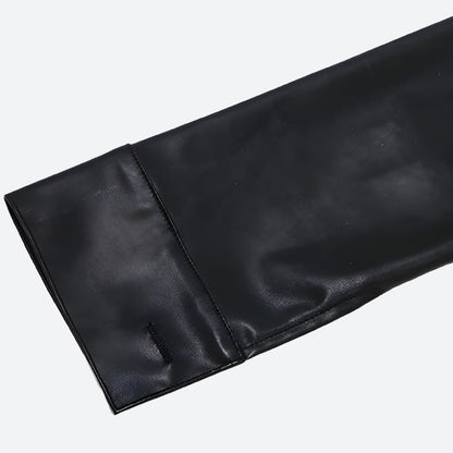 Faux Leather Cropped Jacket
