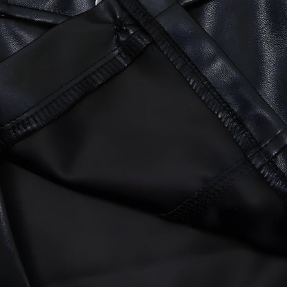 Faux Leather Cropped Jacket