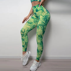 Tie Dye Waist Seamless Printed Elastic Workout Legging
