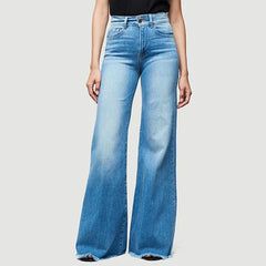 Flare Women High Waist Slim Vintage Fashion Streetwear Stretch Casual Full Length Loose Wide Leg