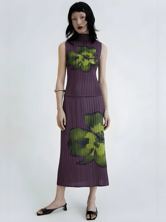 Floral Top & Midi Skirt Two Piece Set