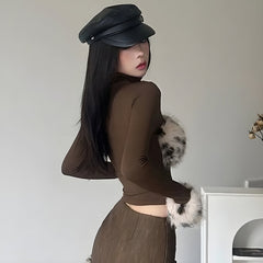 Fluffy Leopard Top