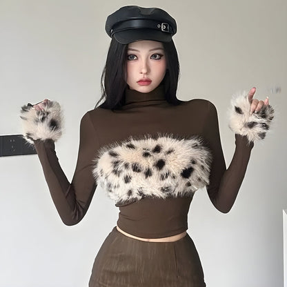 Fluffy Leopard Top