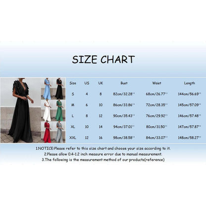 JuliaFashion - Formal Party Women Sexy Deep V-Neck Long Solid Color Elegant Flying Sleeves Backless Maxi Evening Robe Dress