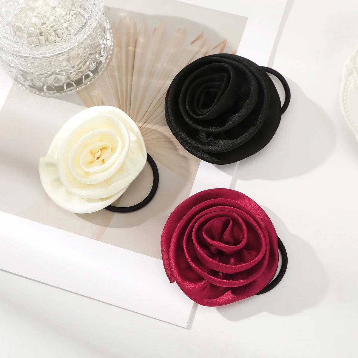 French Satin Retro Rose Hair Accessory For Girls Accessories-L
