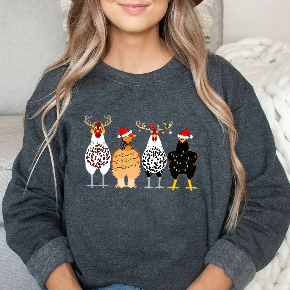 Funny Chickens Hoodie - Cute Animal Gift for Farmer - Country Farm Christmas Present