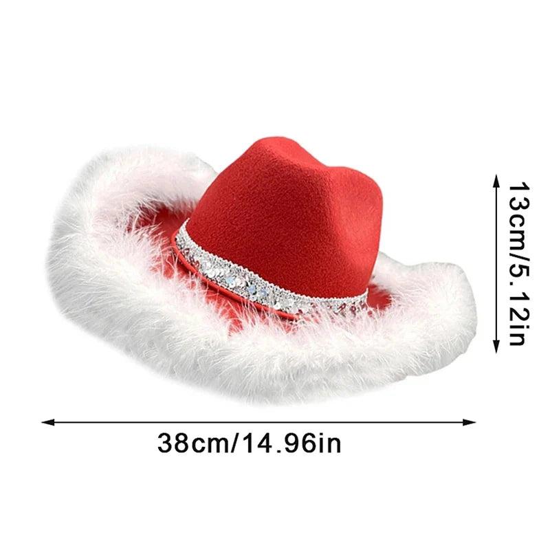 Cowgirl Christmas Sequined Belt Holiday Costume Hat Hat-L